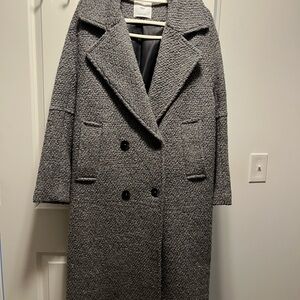 Mango Women's Gray Textured Coat